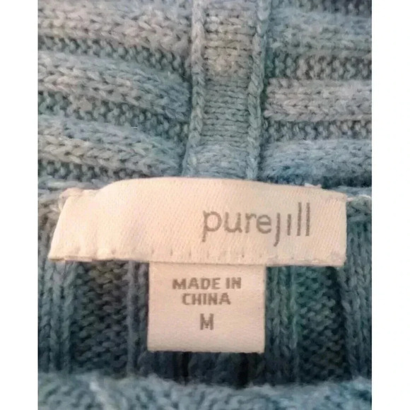 J.Jill Pure Jill Open Cardigan Wool Blend Drop Shoulder Ribbed Sweater Medium - Picture 4 of 6